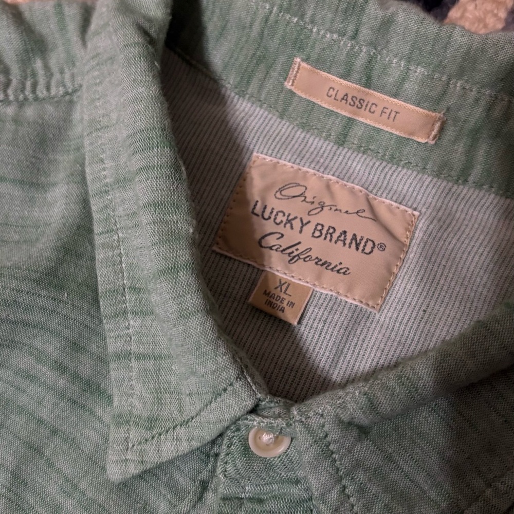 Lucky Brand Men's Casual Green Button Down Shirt